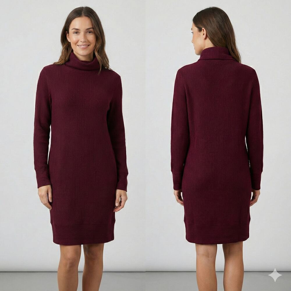 Orvis Womens XS Dress Turtleneck Cowl Neck with Pockets Burgundy Red
